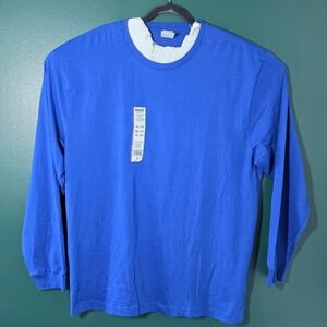 Make Market Royal Blue Long Sleeve Crew Neck T-Shirt Adult 2XL New